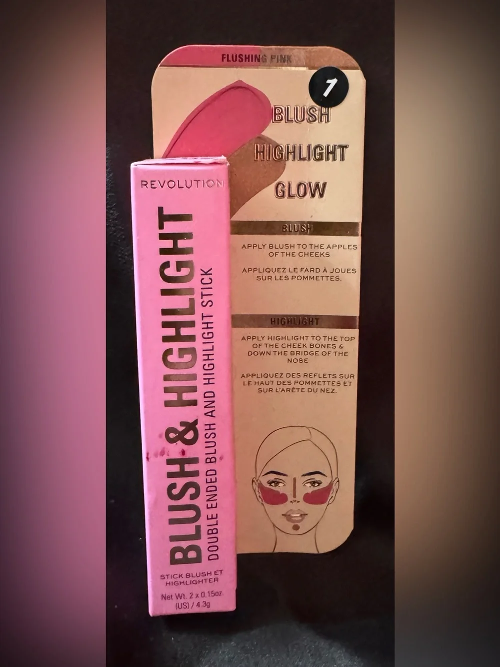 💋REVOLUTION Flushing Pink & Highlighter in Gold (4.3g) BNIB!💋